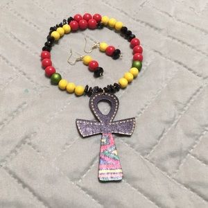 Afrocentric Choker with matching pierced earrings